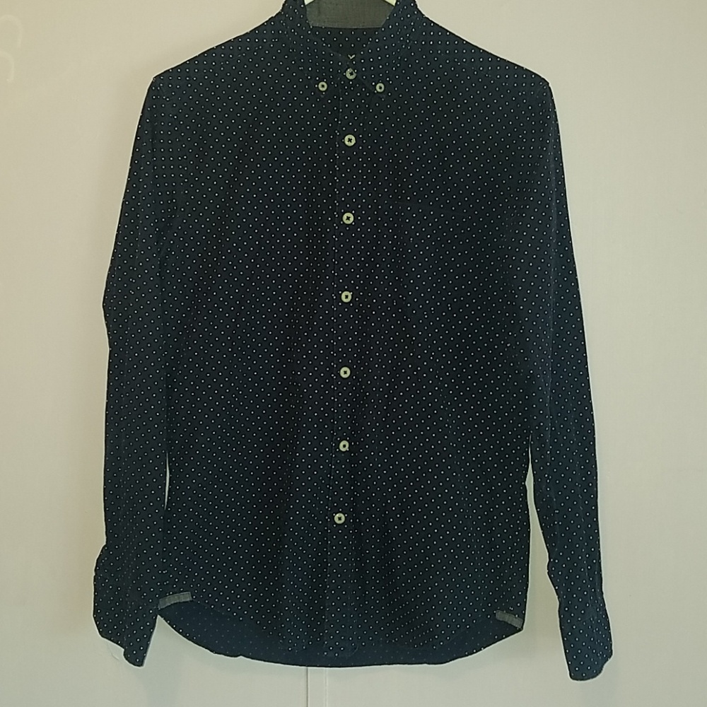 Blue polka dot dress shirt